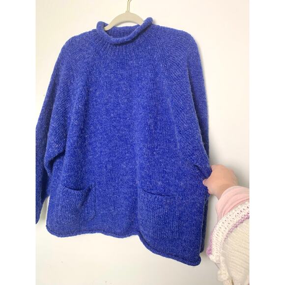 IN-KNIT Women's Blue Slouchy Knit Sweater with Pockets, Size XL - Picture 2 of 10